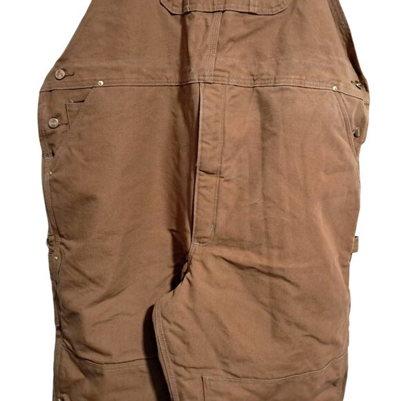 Carhartt Mens Brown Insulated Duck Bib Overalls Size 50 X 30 With Red Quilted Li - Picture 8 of 13